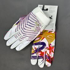 NWT Under Armour Blur Football Gloves - White/Purple/Red - 2XL