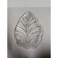 Mikasa Large Clear And Frosted Glass Platter With Palm And Hibiscus