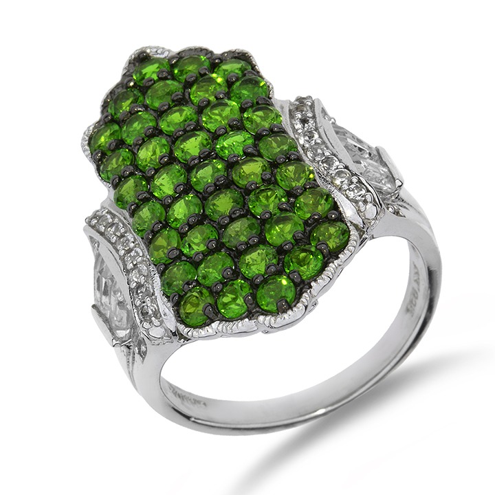 Sterling Silver Chrome Diopside, Topaz & Zircon Ring SR-3937