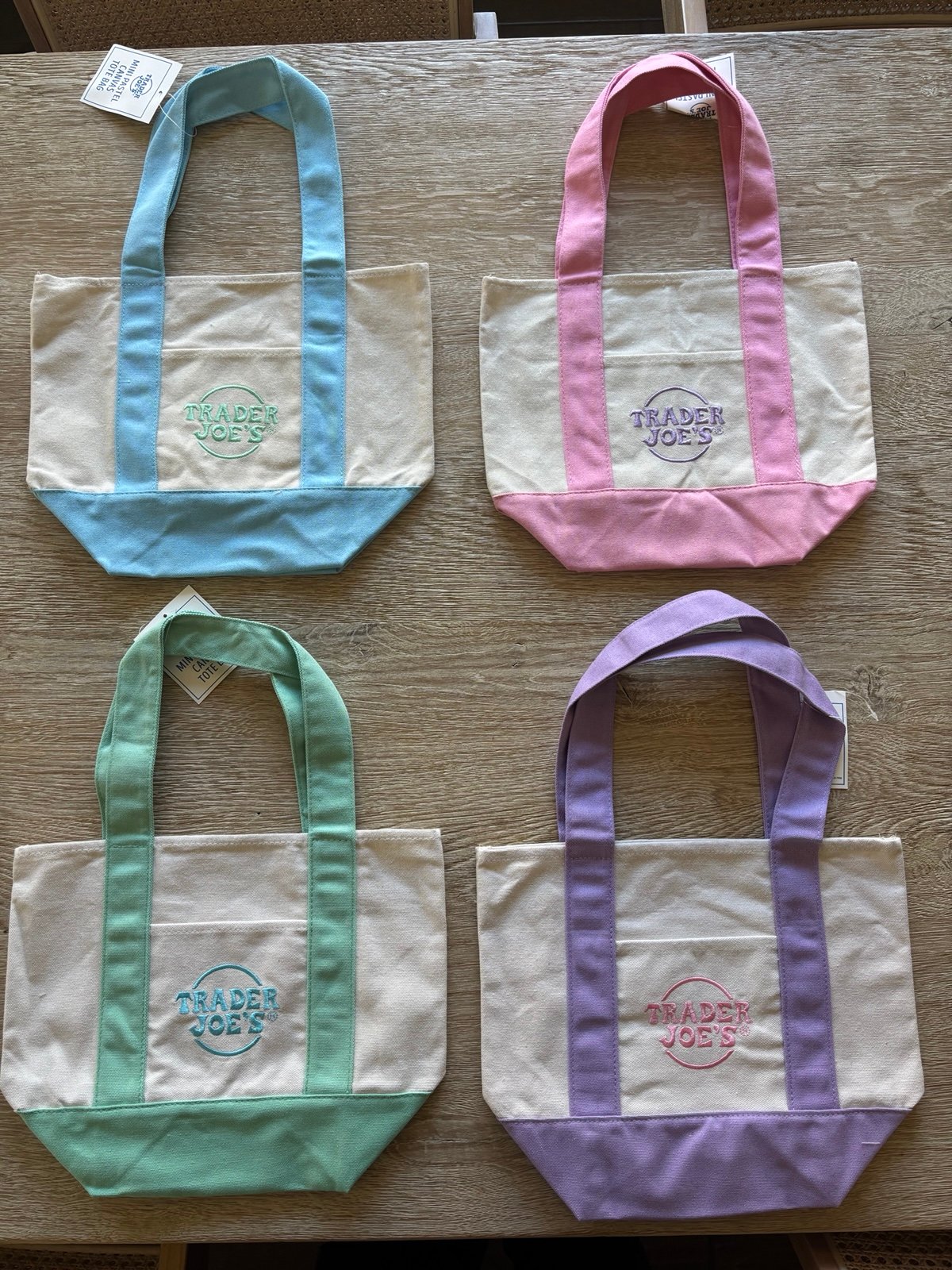 Trader joes pastel mini tote bag