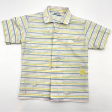 Vintage Child’s Shirt Nautical Stripes Toddler Boy Girl Button-Up Size 4 Kid 102