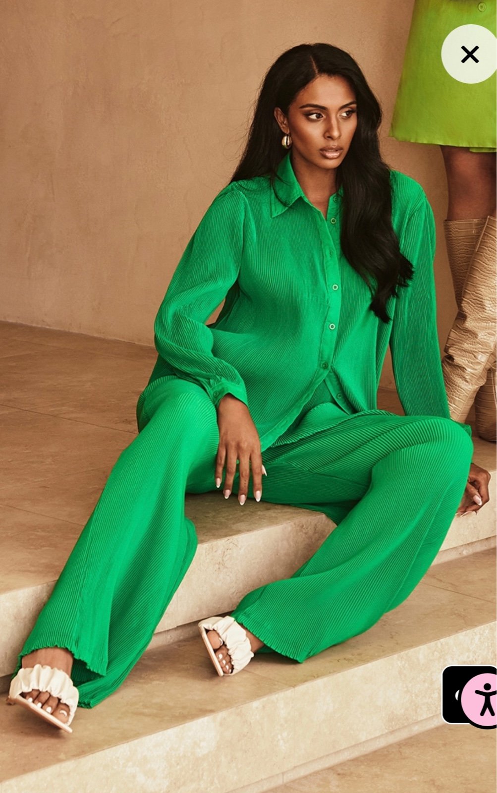 Green Plisse set