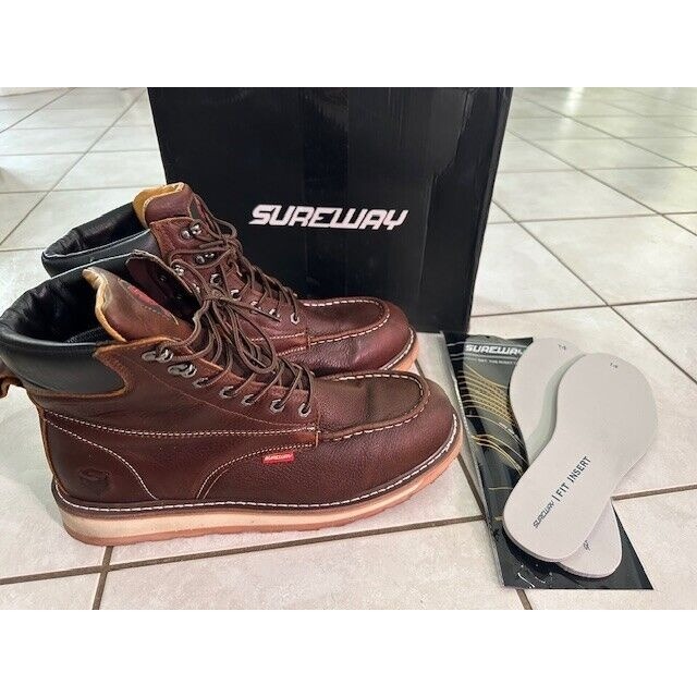 Sureway SW601M Mens Dark Brown Leather Lace Up Ankle Work Boots Size 14 Inserts