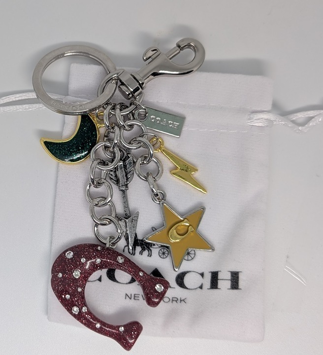 ✨ COACH Spark Star Lightning Logo Bag Charm Keychain ♥️ New