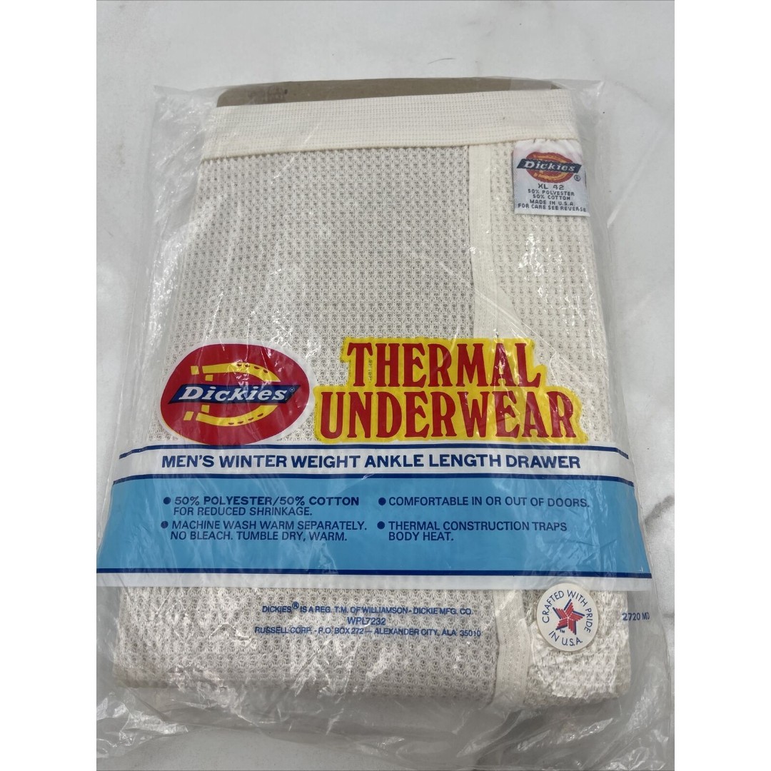 VTG DICKIES Thermal Pants XL One Ankle Length Drawers Winter Natural NOS