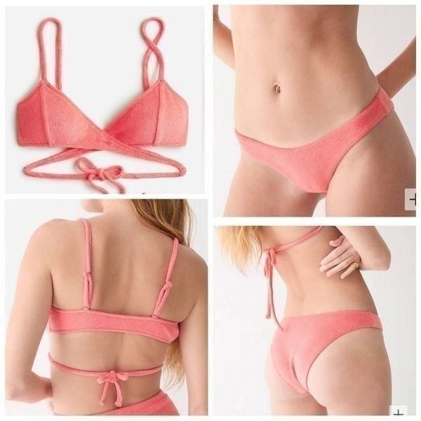 J.CREW Double Strings Bikini Top & Curved Waist Bottom Terry Set