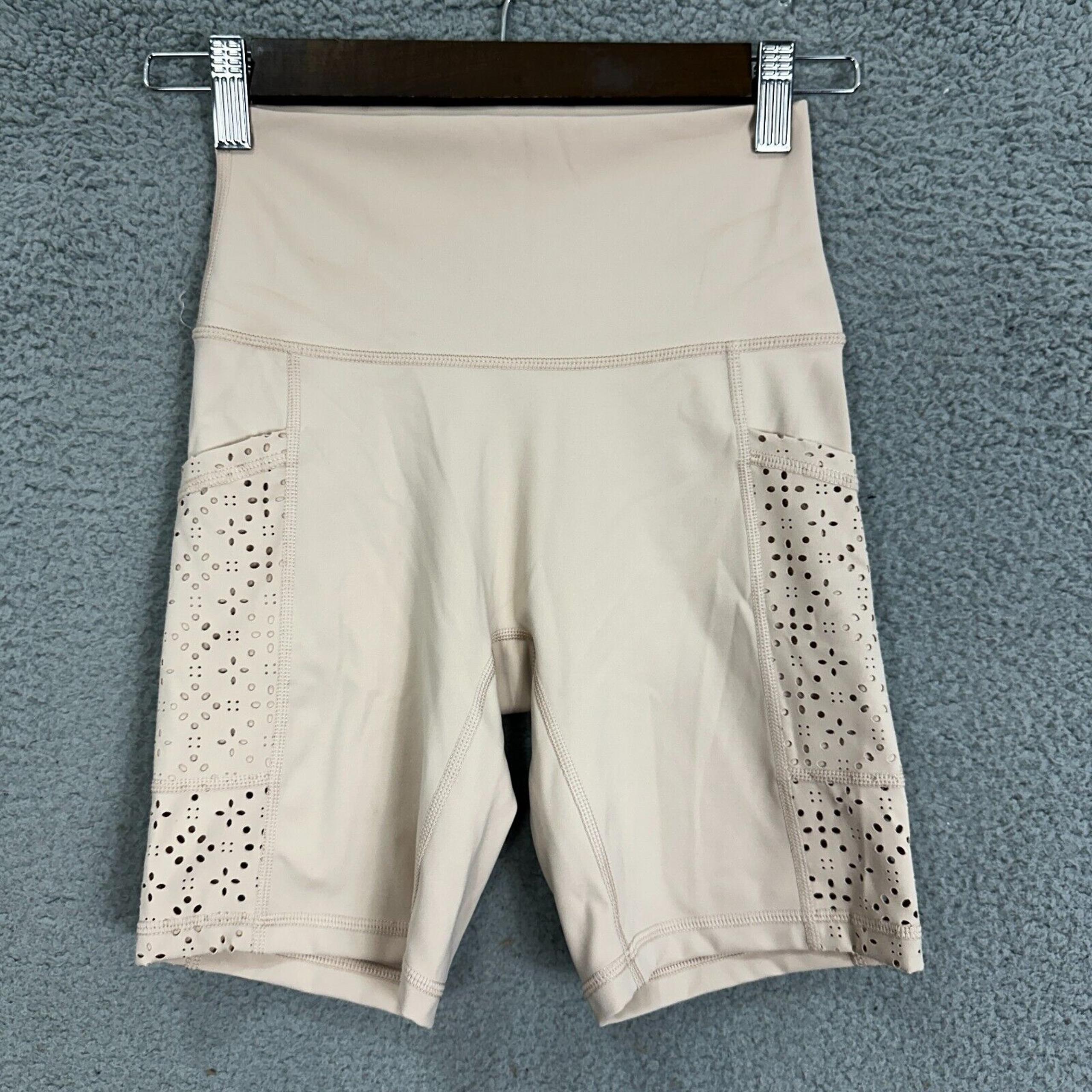 Aerie Bike Shorts Womens Small Pink Mesh Pockets High Waist Athleisure Gym