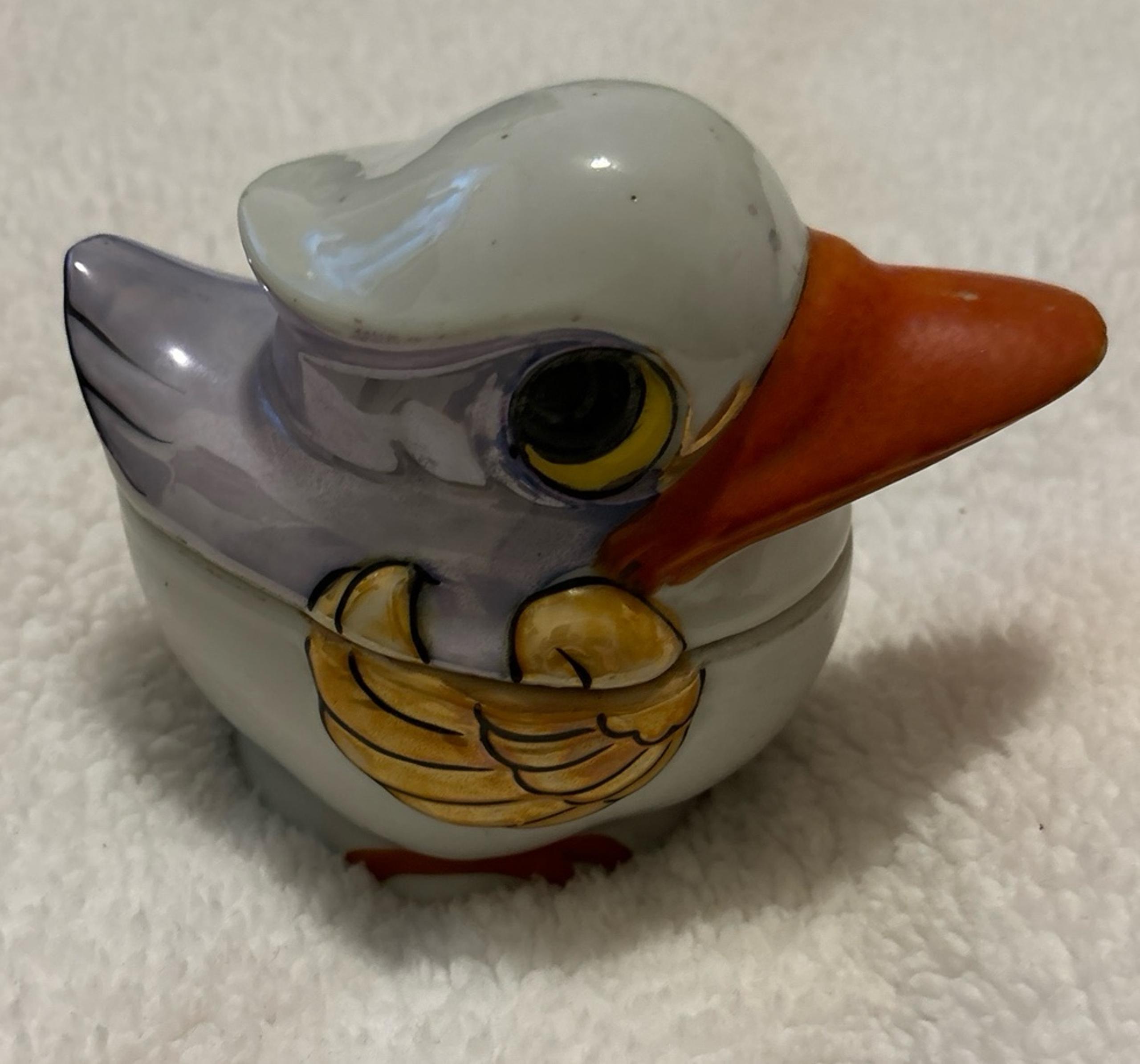 Vintage Japan Porcelain Luster Ware Covered Figural Duck Sugar Bowl