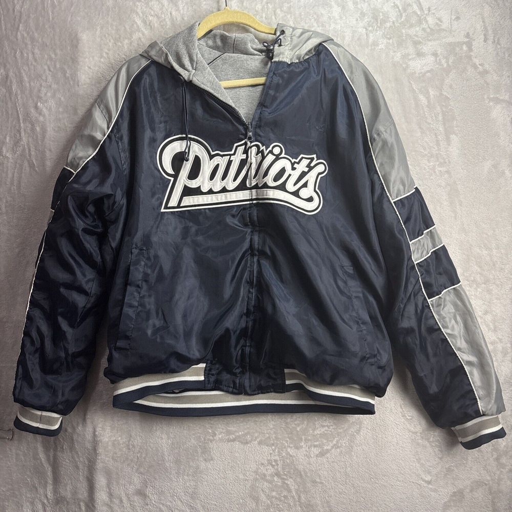 Vtg New England Patriots NFL Jacket XL Reversible Jacket Full zip embroidered