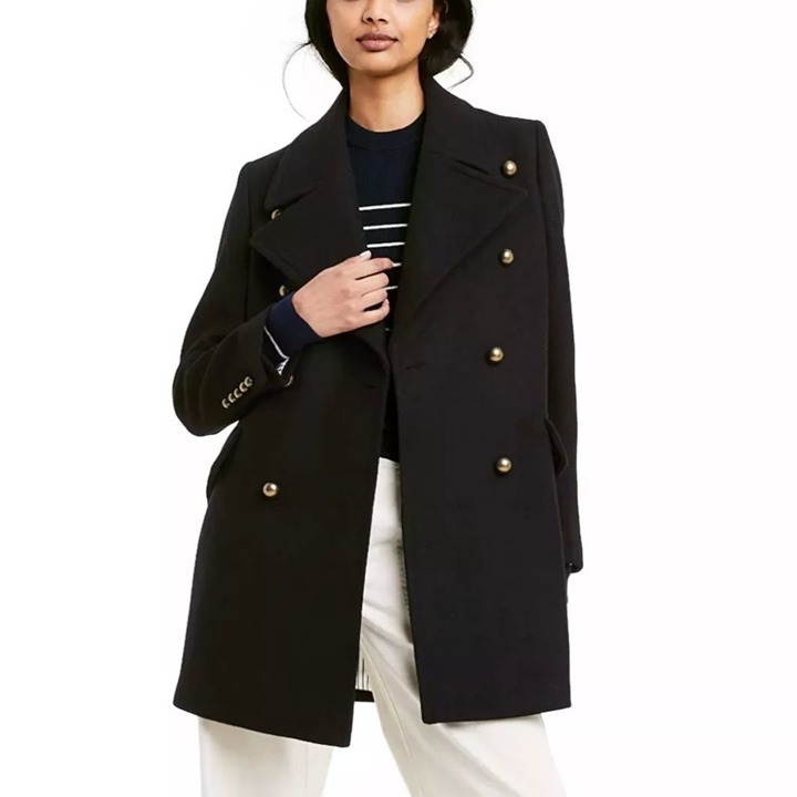 NWT Nili Lotan X Target Black Double Breasted Wool Peacoat Overcoat Women's L