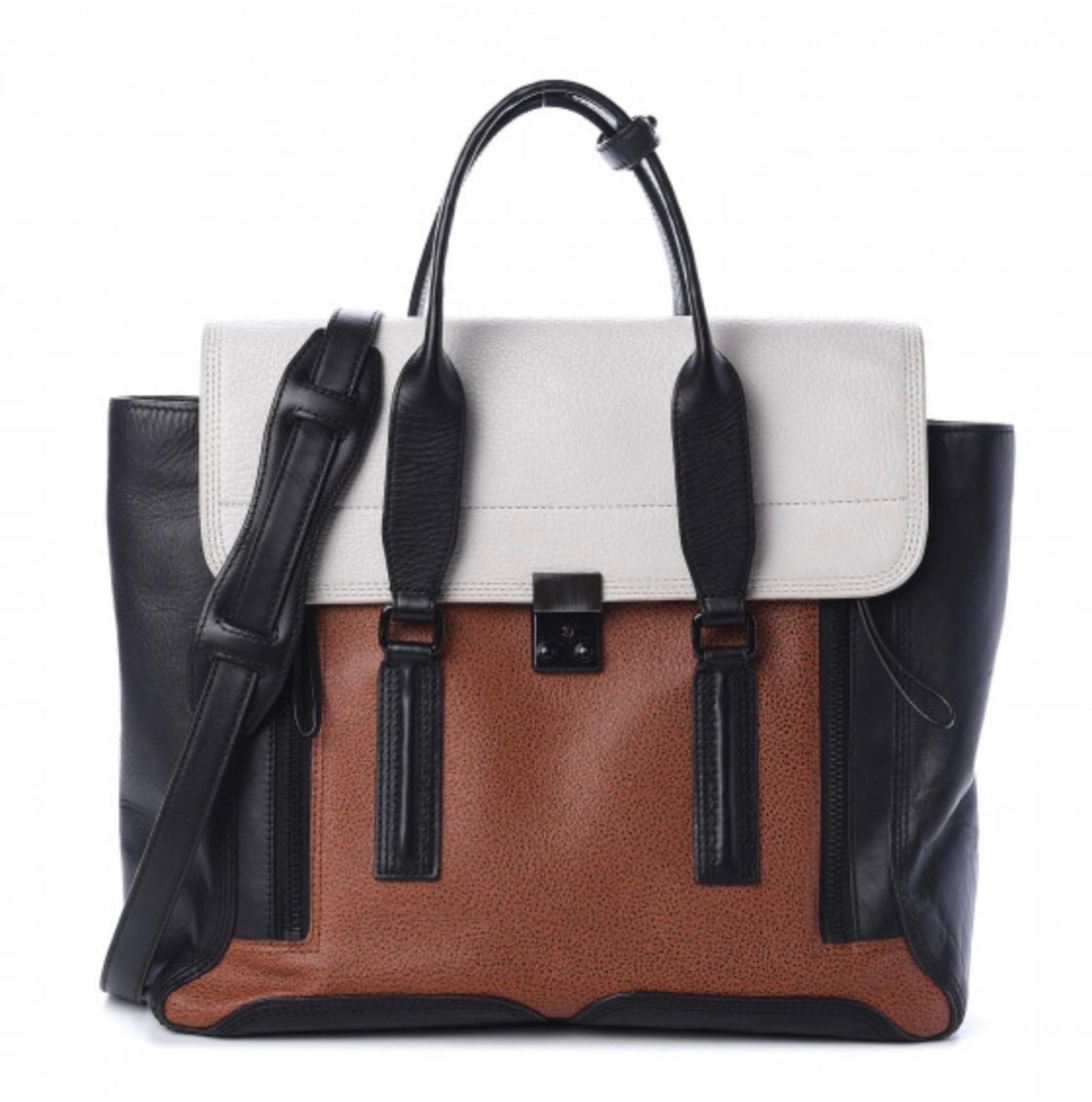 3.1 PHILLIP LIM Textured Calfskin Large Colorblock Pashli Satchel/Laptop Bag EUC