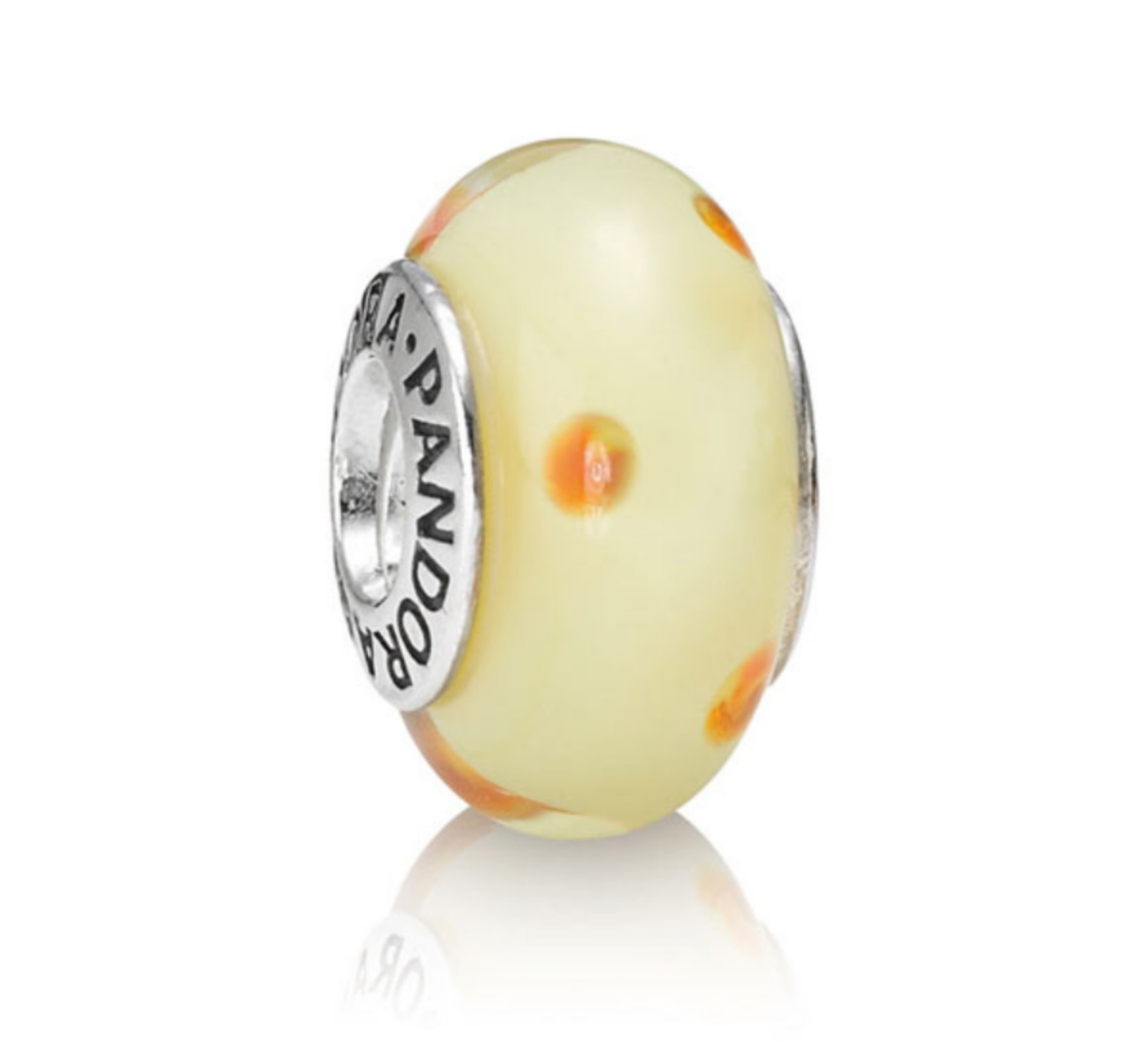 ʕ·ᴥ·ʔ Authentic Retired Pandora. Yellow Orange Polk-A-Dot Murano Charm - 790623