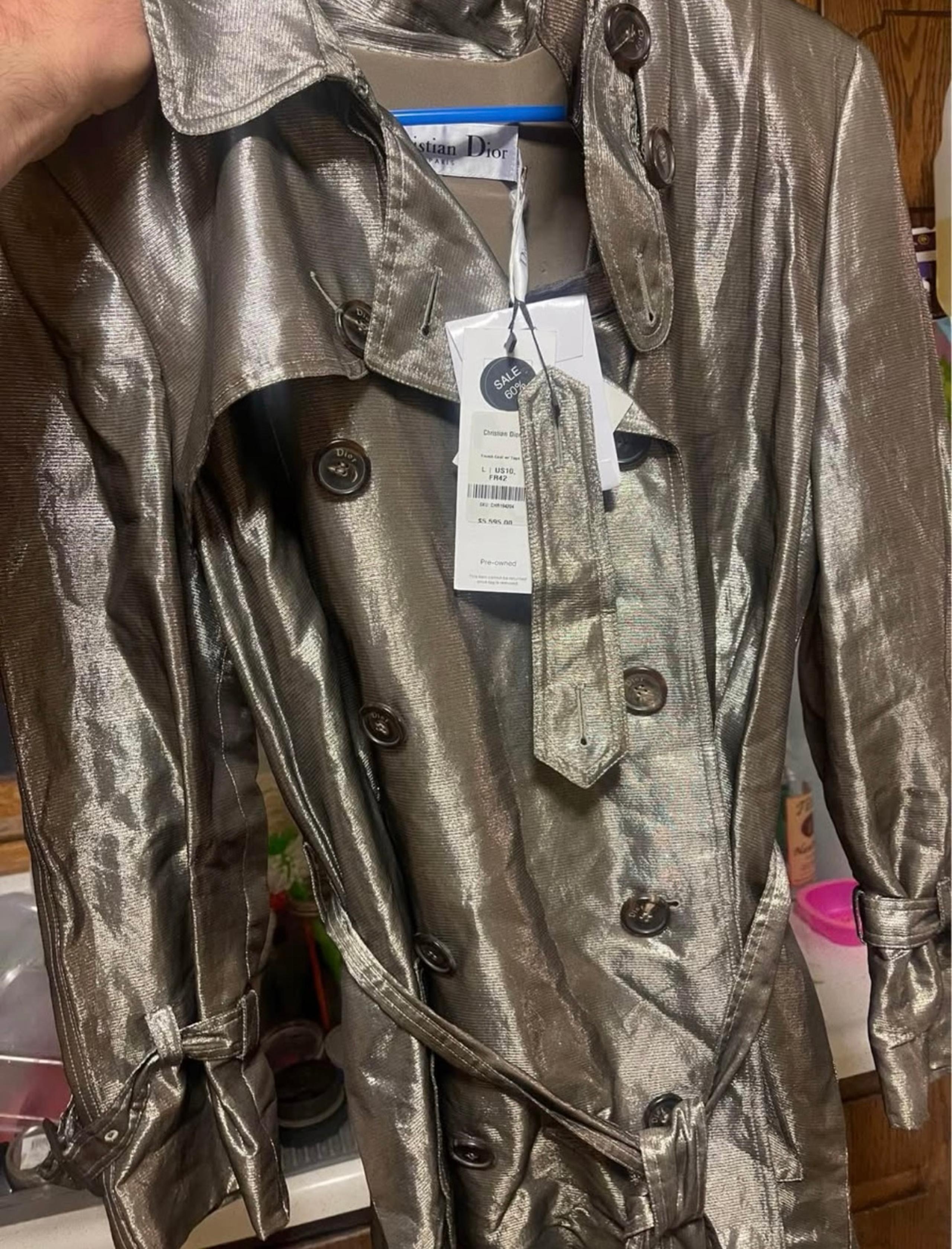 Womens Christian Dior Trench Coat Jacket Size L