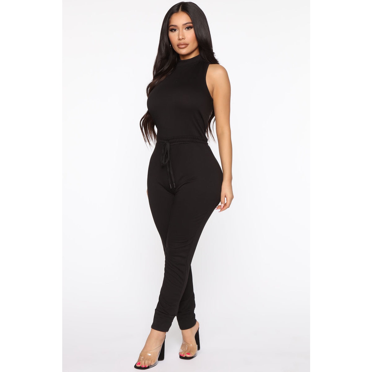 Fashion Nova Time To Lounge Sleeveless Jumpsuit Size S Small NWT Black