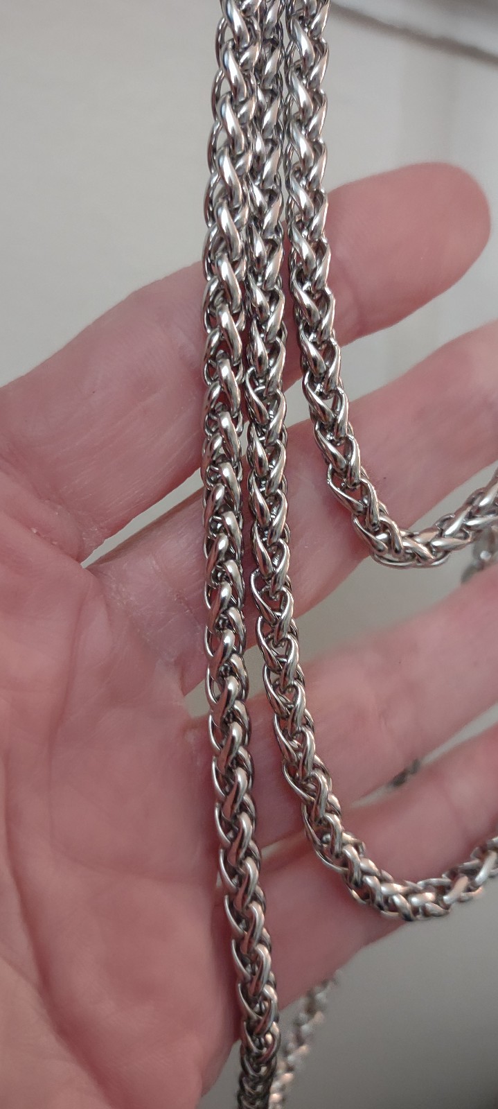 Men's 3-piece stainless steel braided chain set. 18, 22 and 24 in chain set