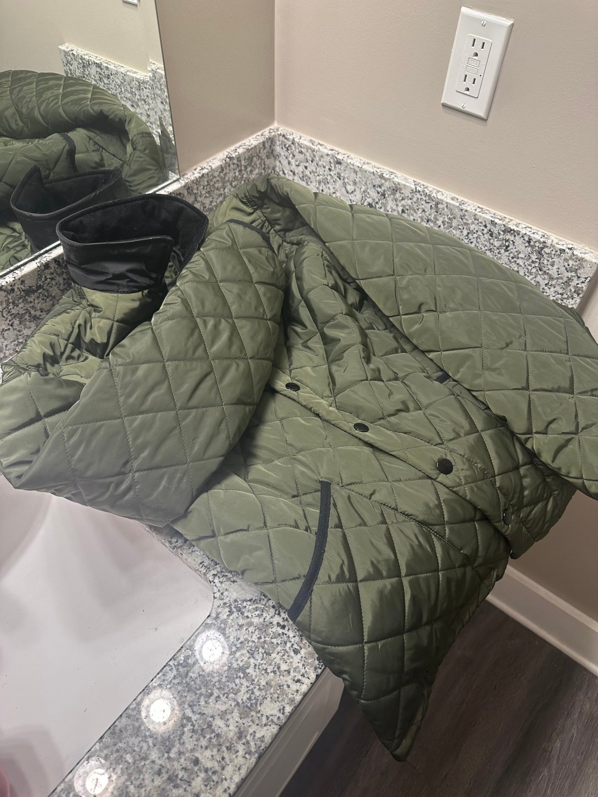 Olive green puffer jacket