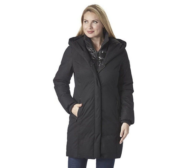Kenneth Cole Womens Brushed Twill Hooded Black Coat Size XSmall B9315