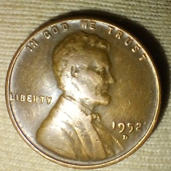 1952 Wheat penny Double Strike L on rim