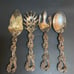 Vintage Silver Plate Grape Vine Untesils Spoon Spork, Cake Knife Spaghetti Scoop