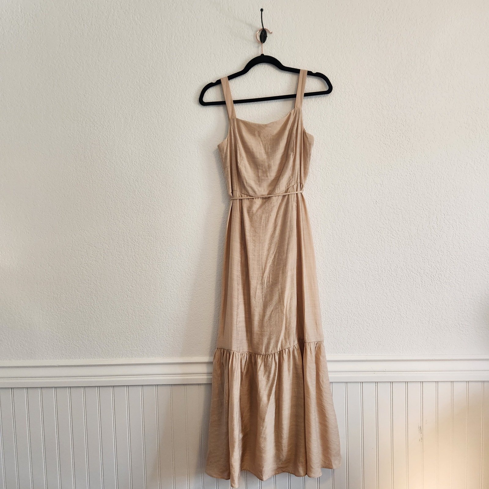 Taylor Women's Size 4 Maxi Thin Strap Back Tie Farmers Market Dress Tan New