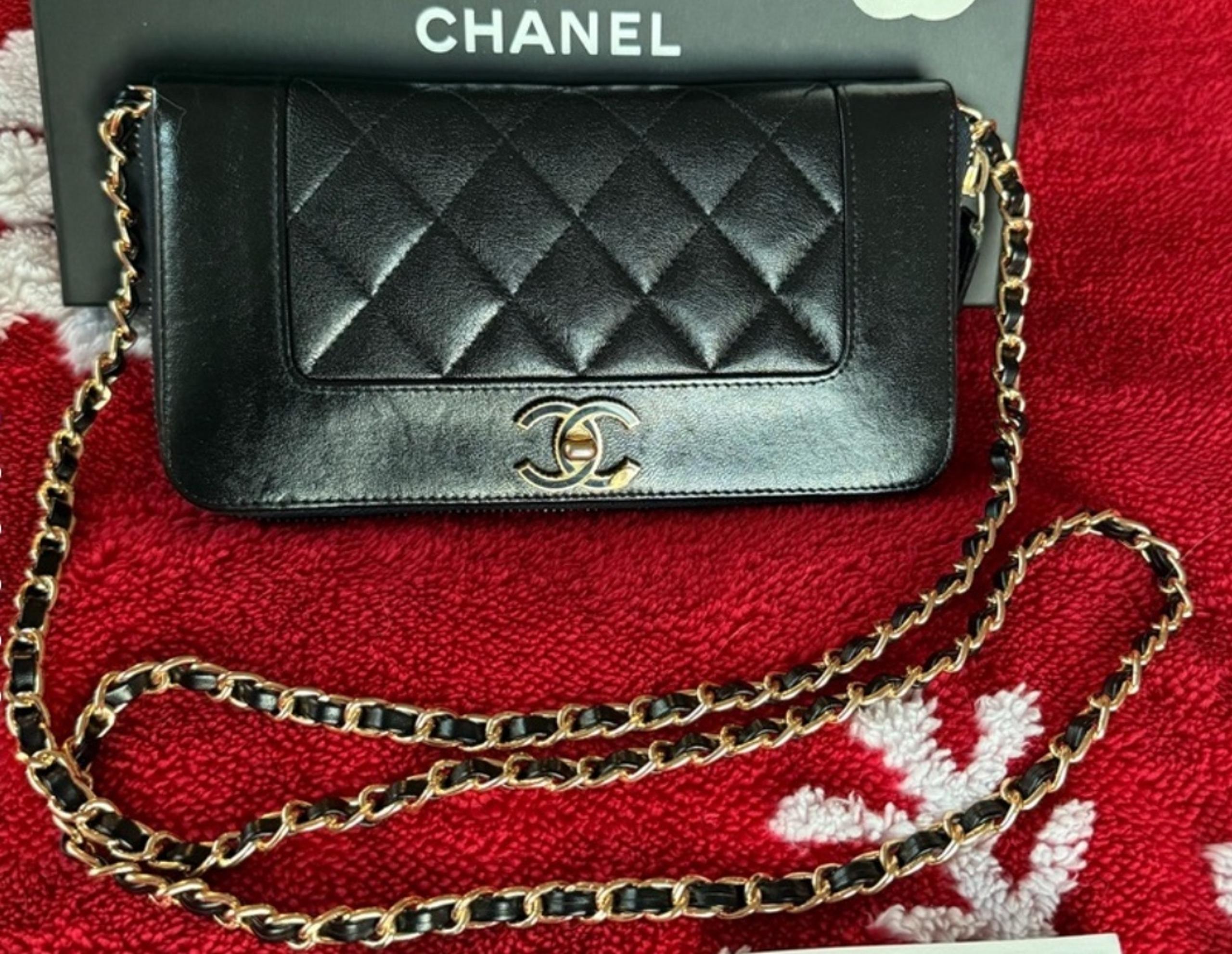 Chanel Mademoiselle Black Quilted Leather Wallet on Chain crossbody Bag