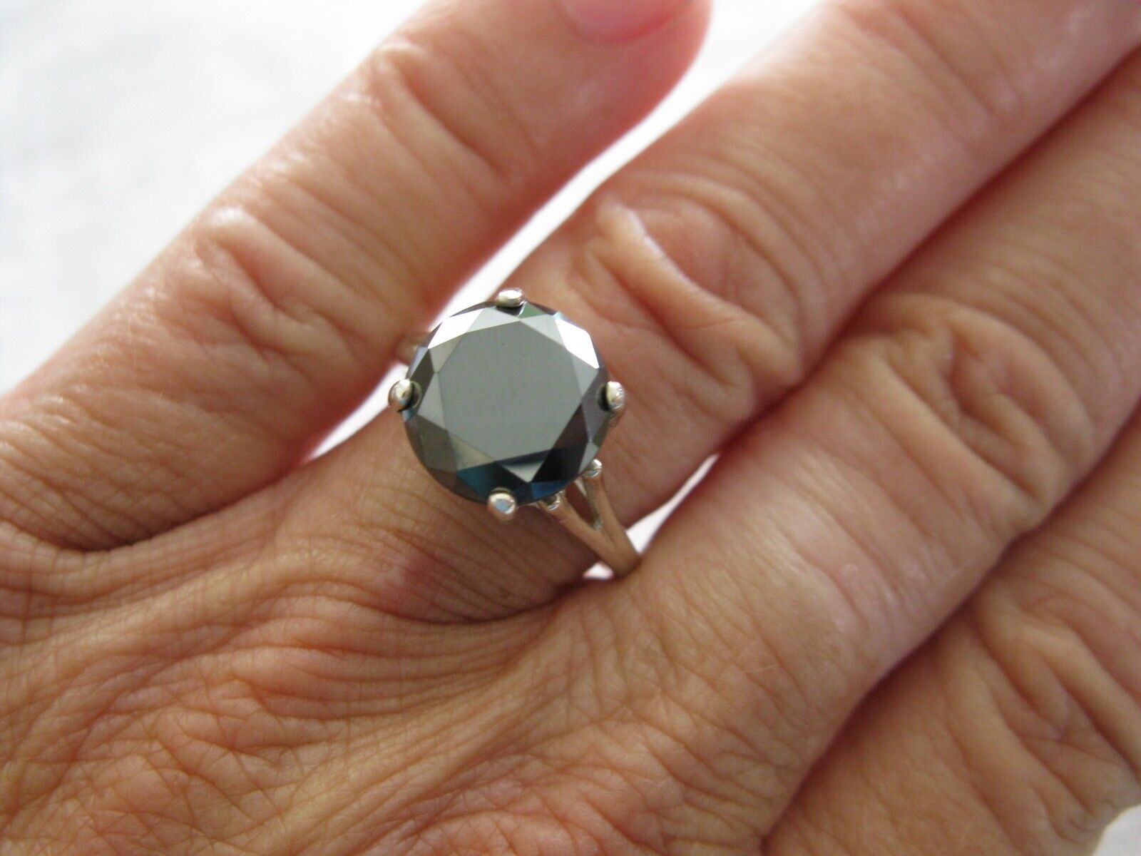 4.14ct 100% NATURAL REAL BLACK DIAMOND RING,FREE DIA TESTER, CERTIFICATE, SIZE 5