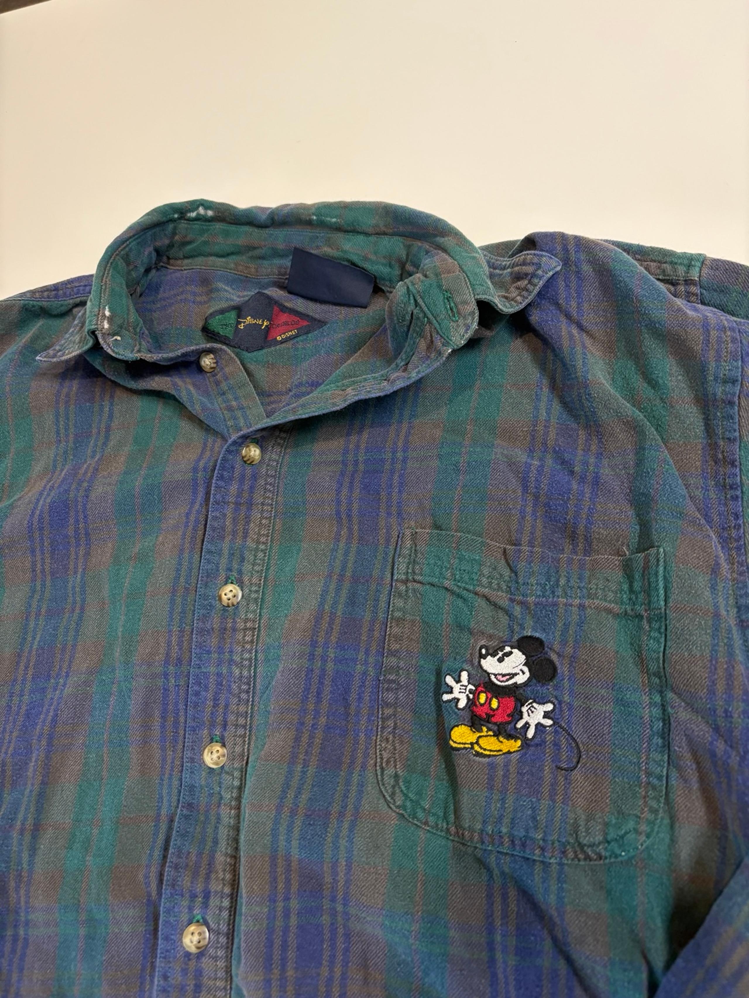 Men's VTG y2K Disney micky mouse flannel button down shirt