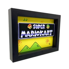 Super Mario Kart Logo SNES Video Game 16 Bit Gamer 3D Pop Art Pixel