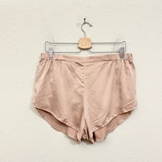 LUNYA Sleep Shorts Otium Tan Washable Silk Satin High Rise Sleepwear