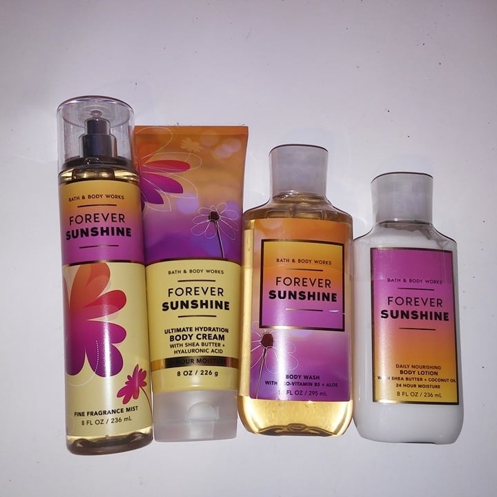 Set of 4 Bath & Body Works Forever Sunshine Spray Mist Lotion Cream Shower Gel F