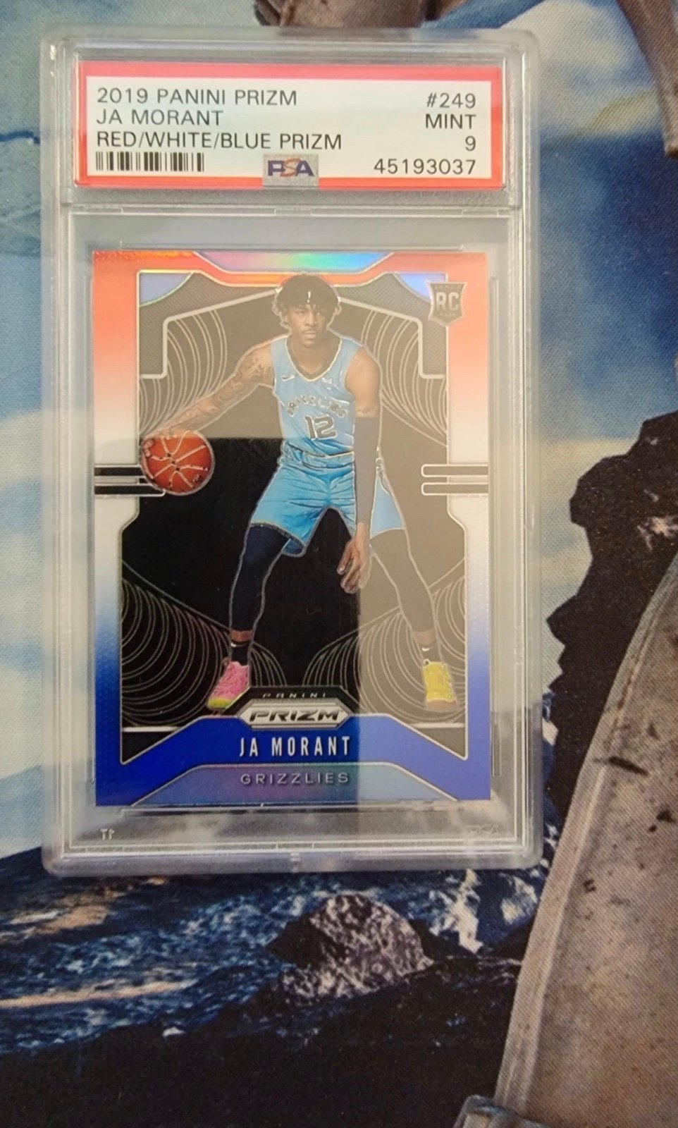 2019-20 PRIZM #249 JA MORANT RED WHITE BLUE Rookie PSA 9 Mint