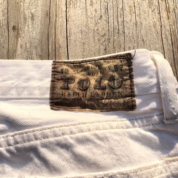 POLO RALPH LAUREN DISTRESSED WHITE DENIM JEANS PANTS shops 34x32 VINTAGE STYLE 80s MEN