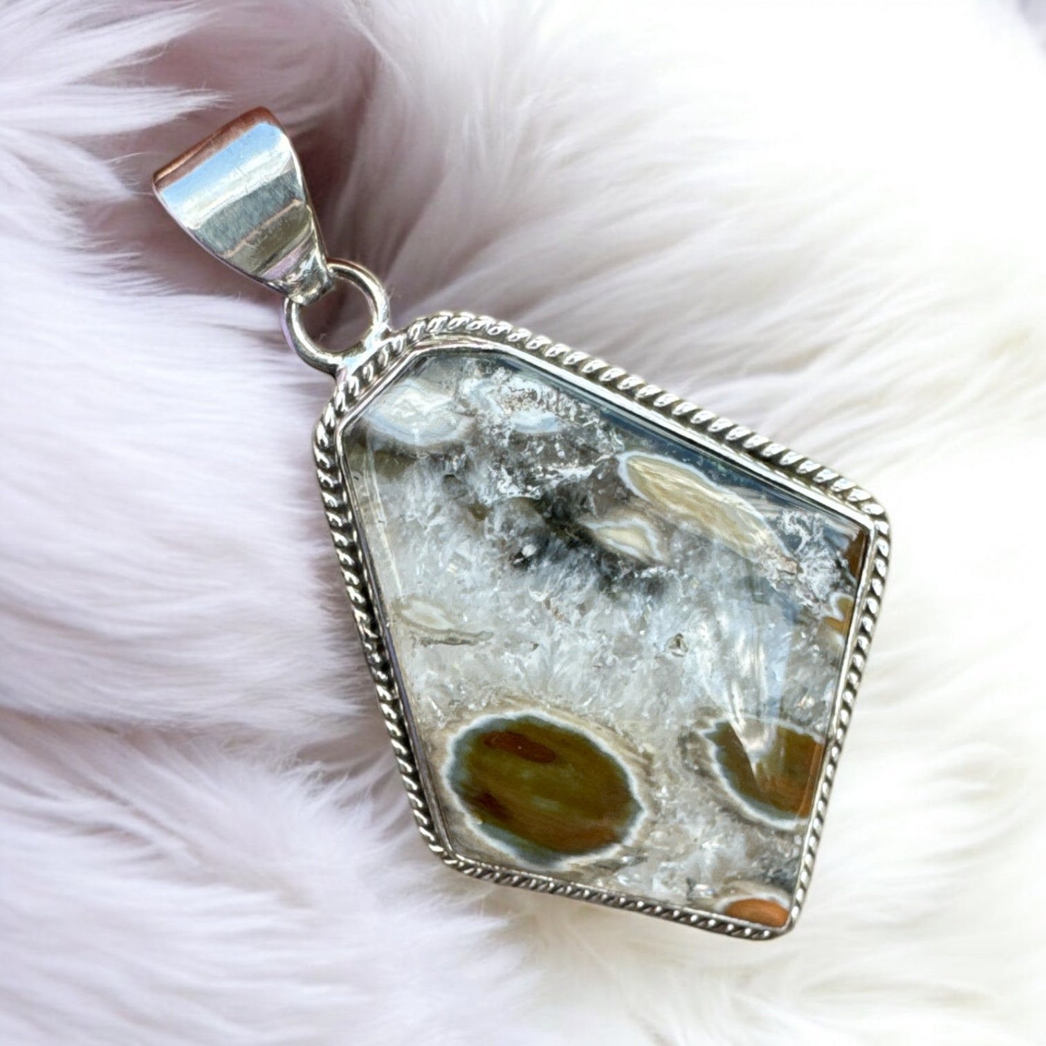 Ocean Jasper Solid 925 Sterling Silver Pendant