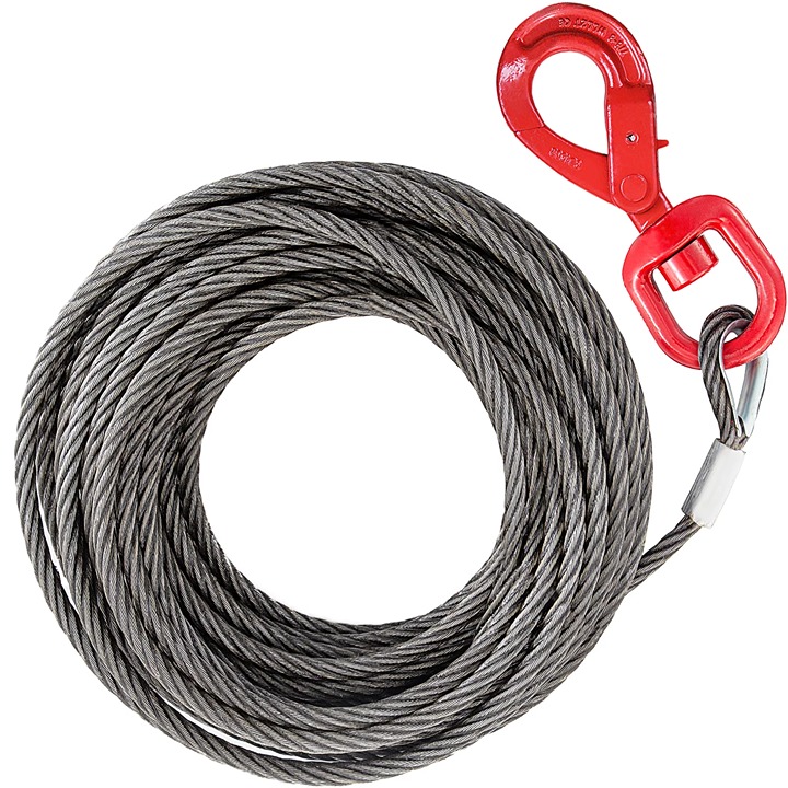 Winch Cable 3/8 x 50' Replacement Wire Rope 4400lbs Fiber Core Self Locki