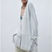 Zara Buttoned Knit Cardigan Blue Grey Relaxed Size M