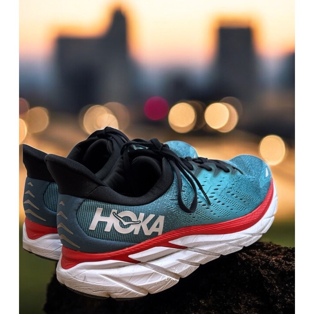 Hoka One Clifton 8 Mens Size 13d Teal/Aqurelle soft & light every day comfort