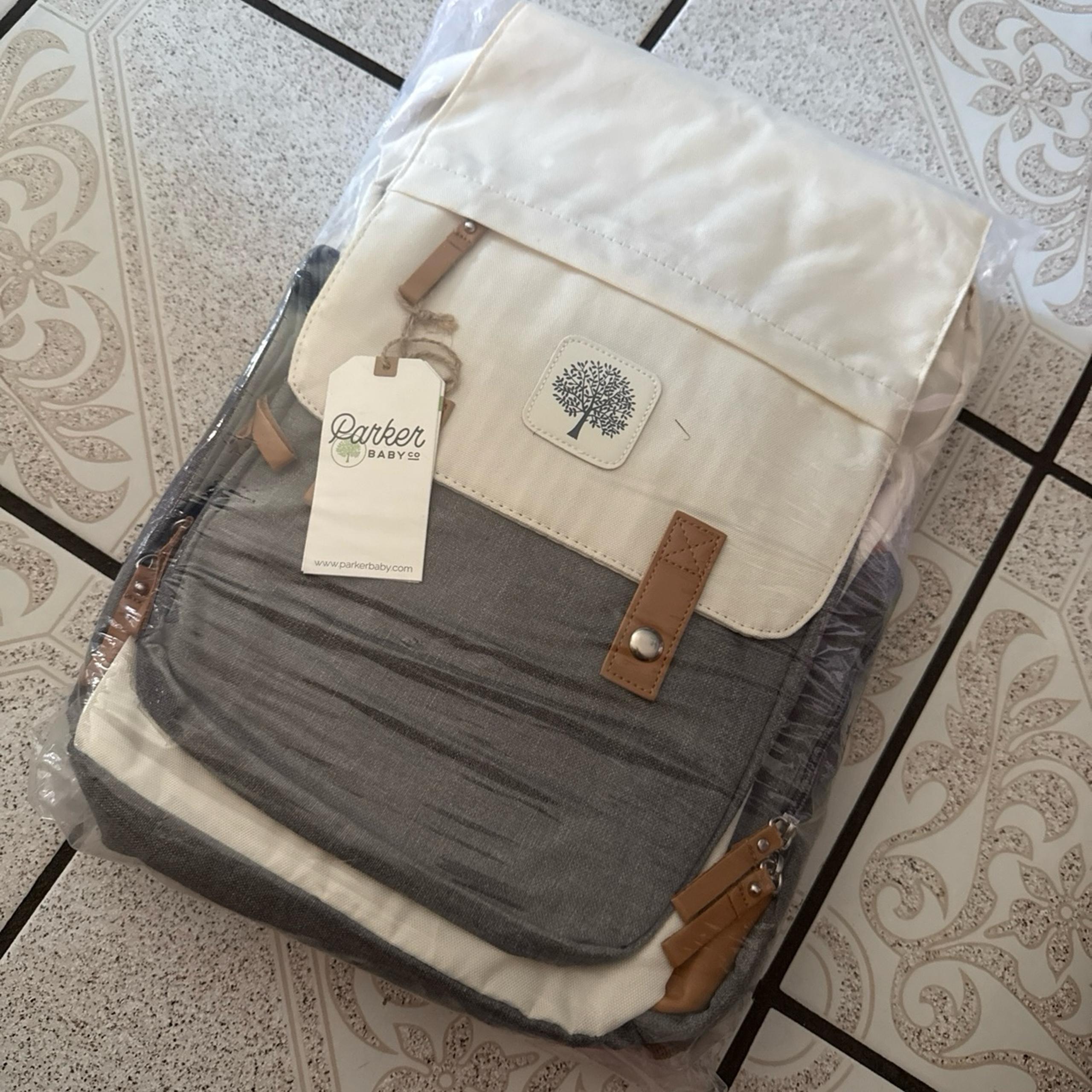 Parker Baby Diaper Backpack large insulated Birch Bag in cream