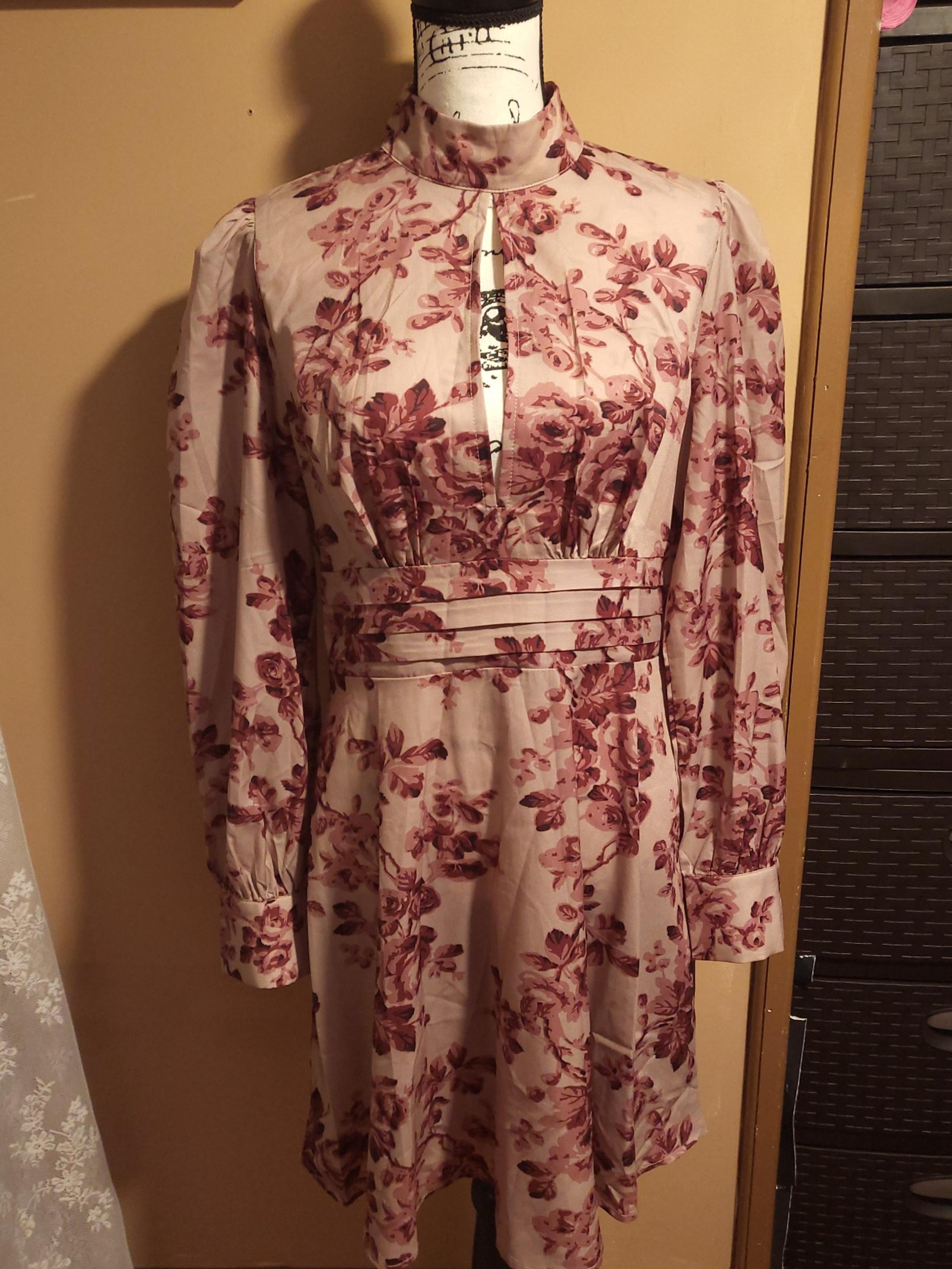 NWOT Pink & Beige Floral Dress