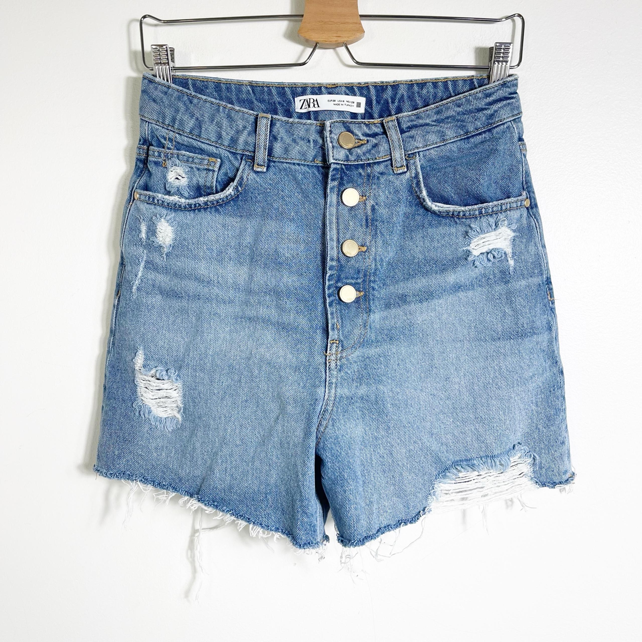 Zara High Rise Denim Jean Short Button Fly Women’s US 6 EUR 38