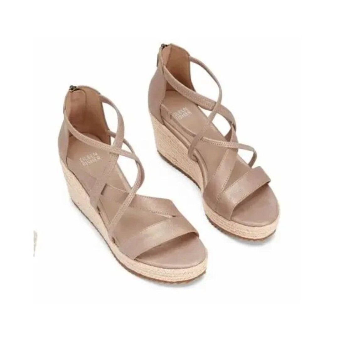 Eileen Fisher Nubuck Espadrille Wedges Size 10 Neutral Wedge NWOT