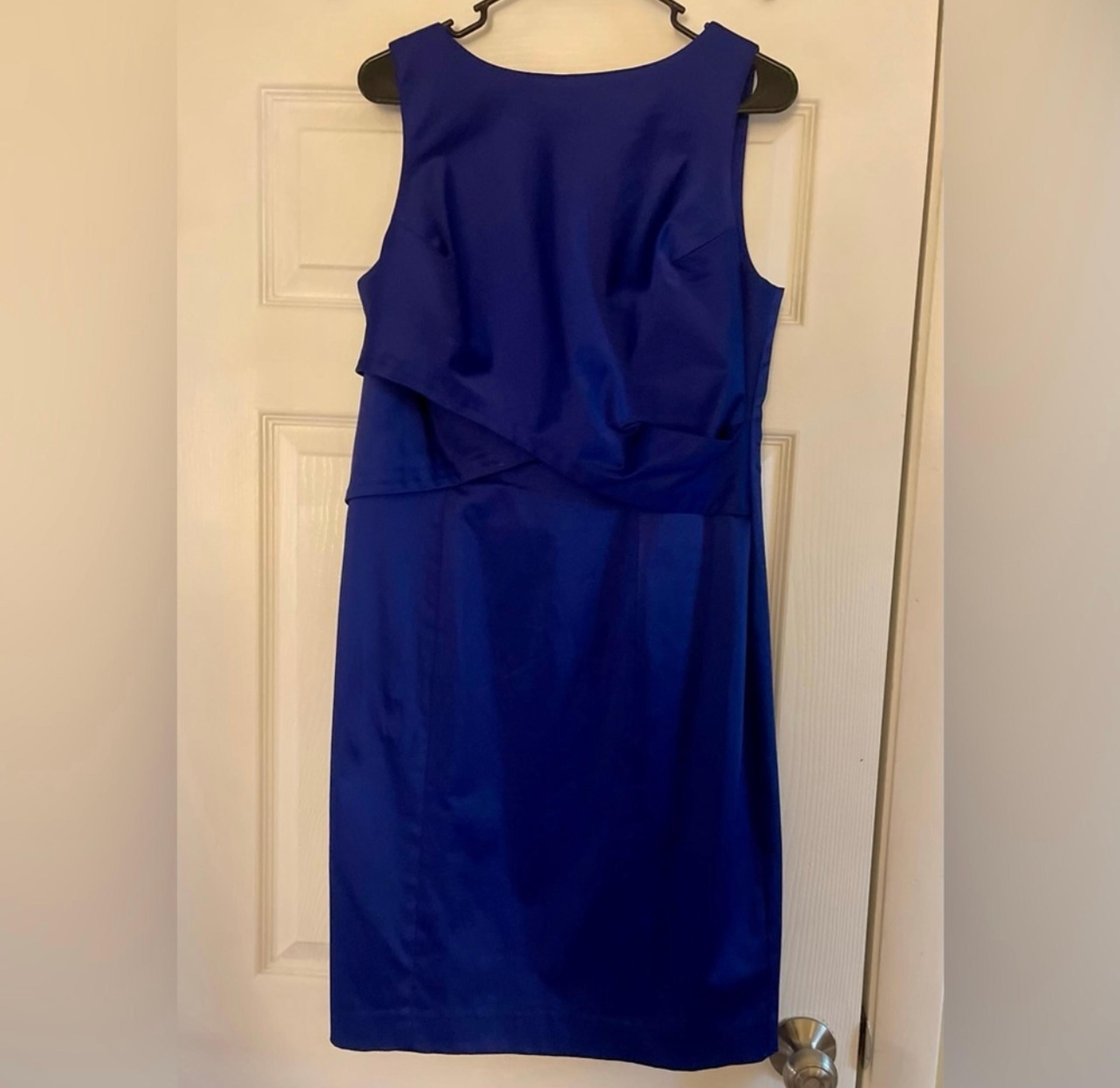 Talbots Sleeveless Sheath Satin Cocktail Dress Royal Blue Women’s size 12