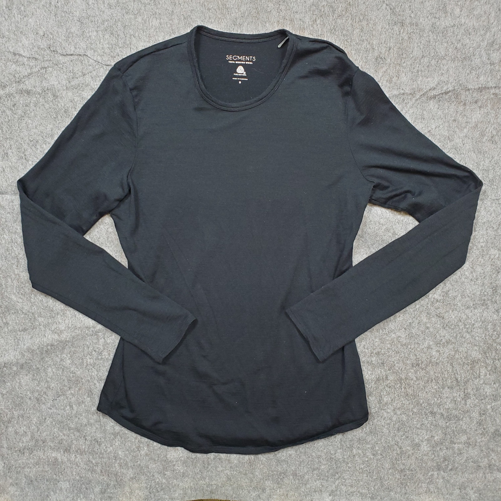 Segments Top Womens Small Merino Wool Baselayer Crew Neck Long Sleeve Black