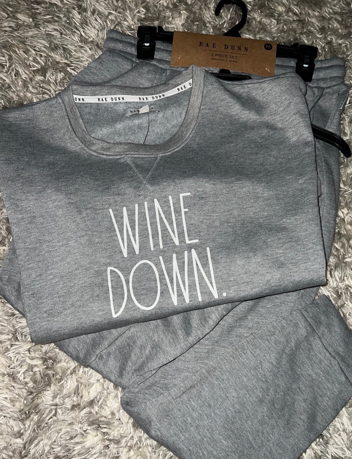 New! Rae Dunn WINE DOWN 2pc sweatsuit