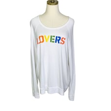 NWOT SUNDRY Lovers Pullover Sweatshirt White 2917