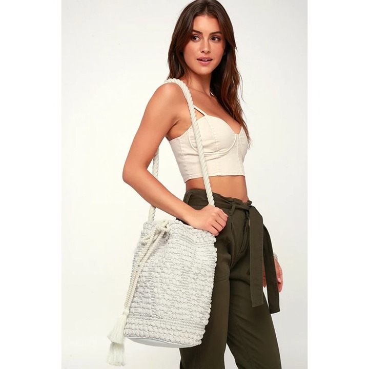 Do Everything In Love Tassels Cotton Rope Bohemian Chic WovenBucket