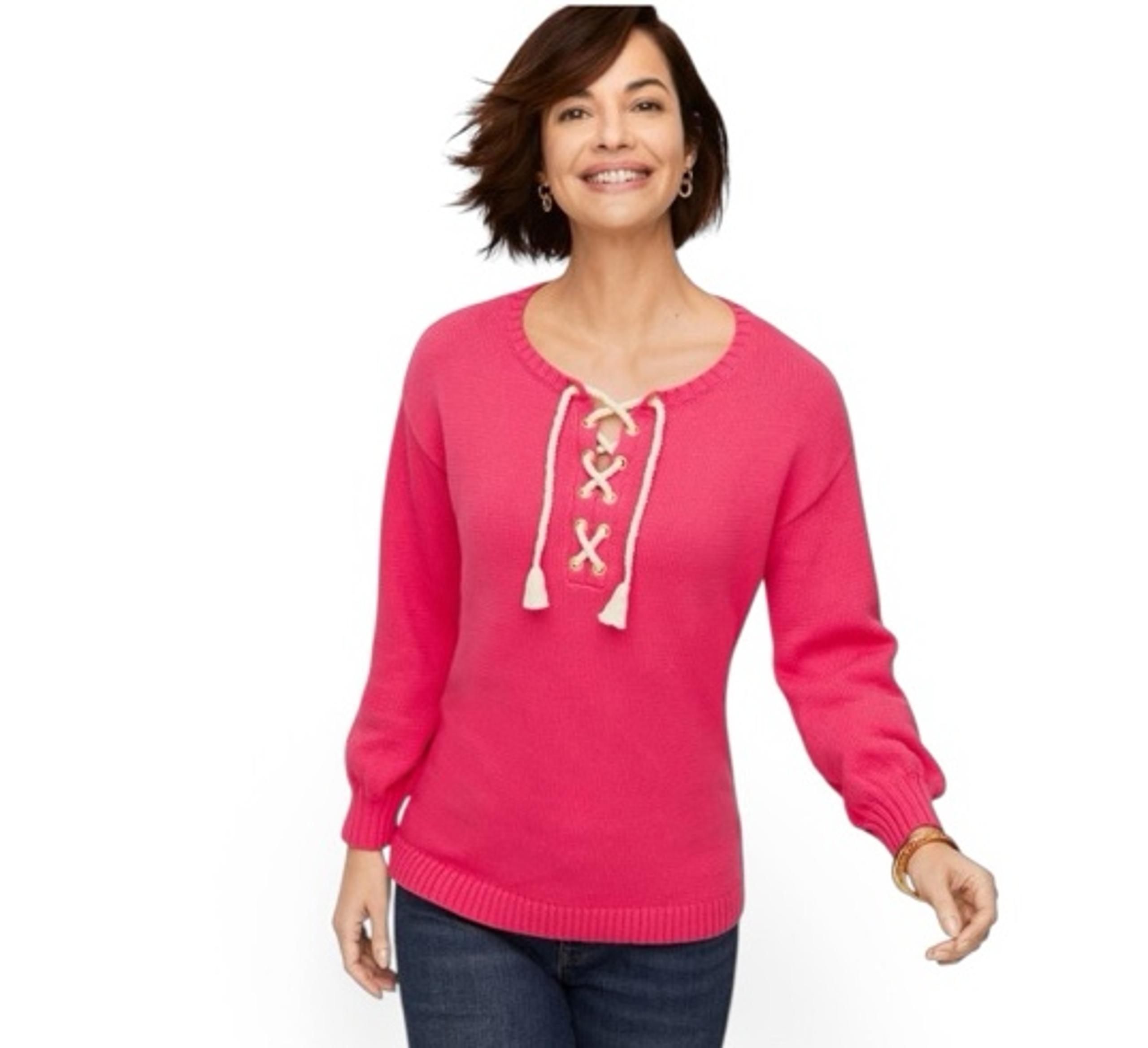 TALBOTS LACE UP SWEATER
