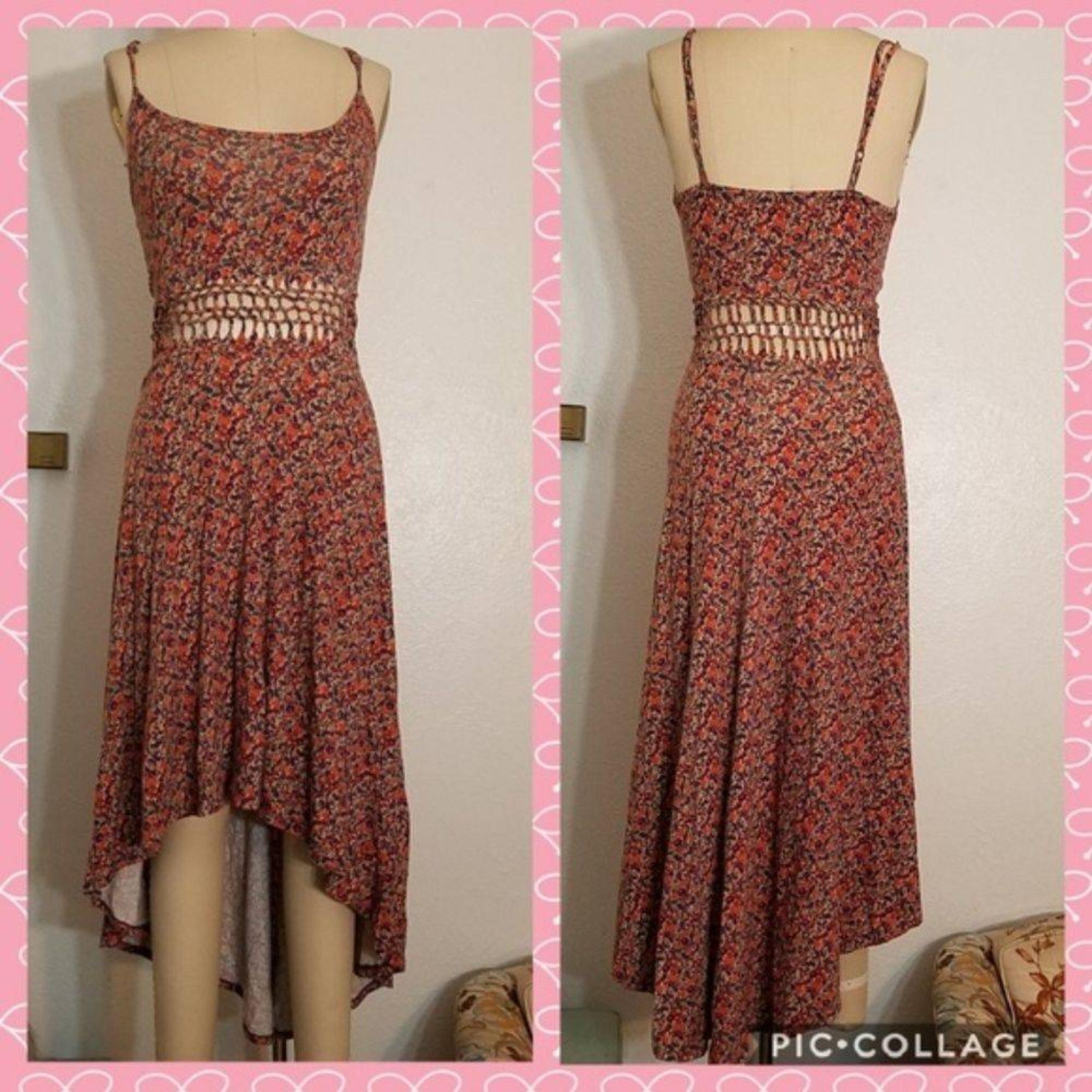 Floral High Low Braided Cutout Dress