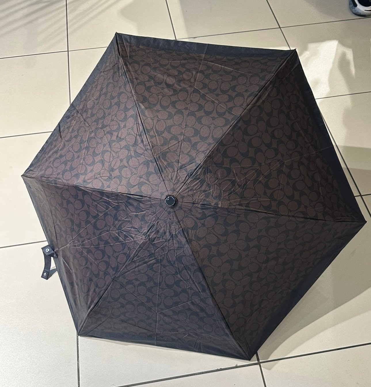 COACH UV Protection Mini Signature Umbrella Brown Color Logo New with Tags