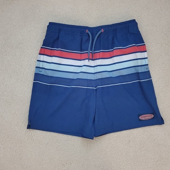 Vineyard Vines Boys Blue Stripe Swim Shorts Trunks szM (12-14)