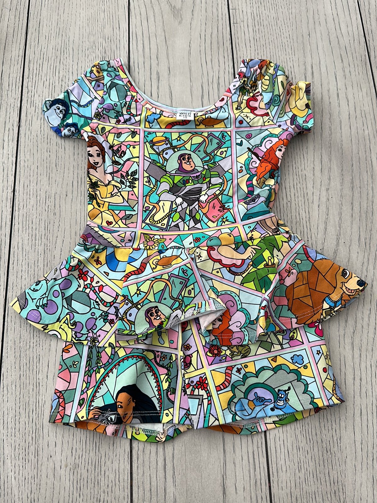 Wild Rich Kids Disney Pastel Stain Glass Romper 7/8